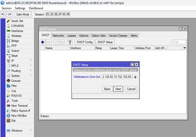 DHCP setup wlan1 lanjutan