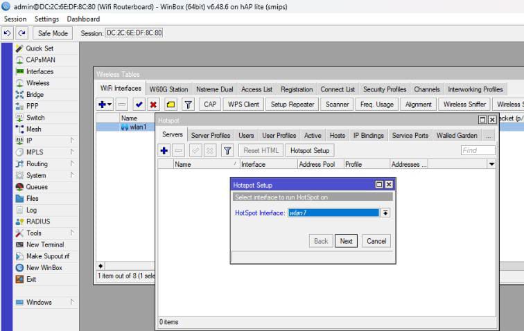 Hotspot setup