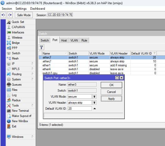 Port ether3 access